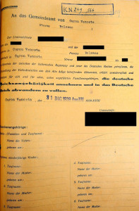 Optionsformular, 31.12.1939. Staatsarchiv Bozen, ADERSt Meran, Gemeinde Graun, Knr. 249.566. Foto: Hansjörg Stecher